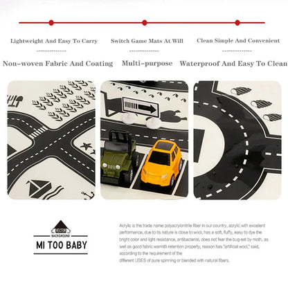 City Parking Lot Play Mat for Kids – Road Map Car Track & Educational Toy