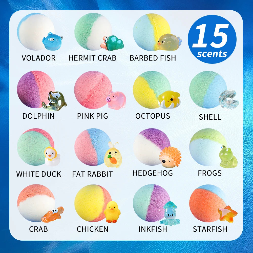 Kids Bath Bomb Gift Set 15 Pack with Surprise Toys