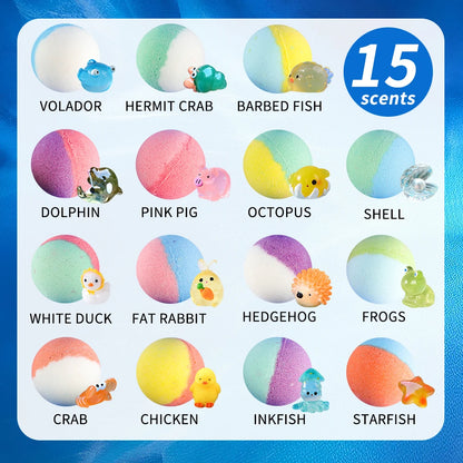 Kids Bath Bomb Gift Set 15 Pack with Surprise Toys