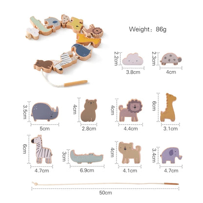 Wooden Animal Threading Toy for Toddlers