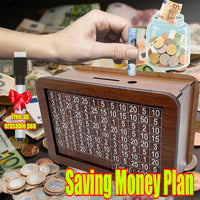 Wooden Money Saving Box – Reusable Savings Challenge Piggy Bank