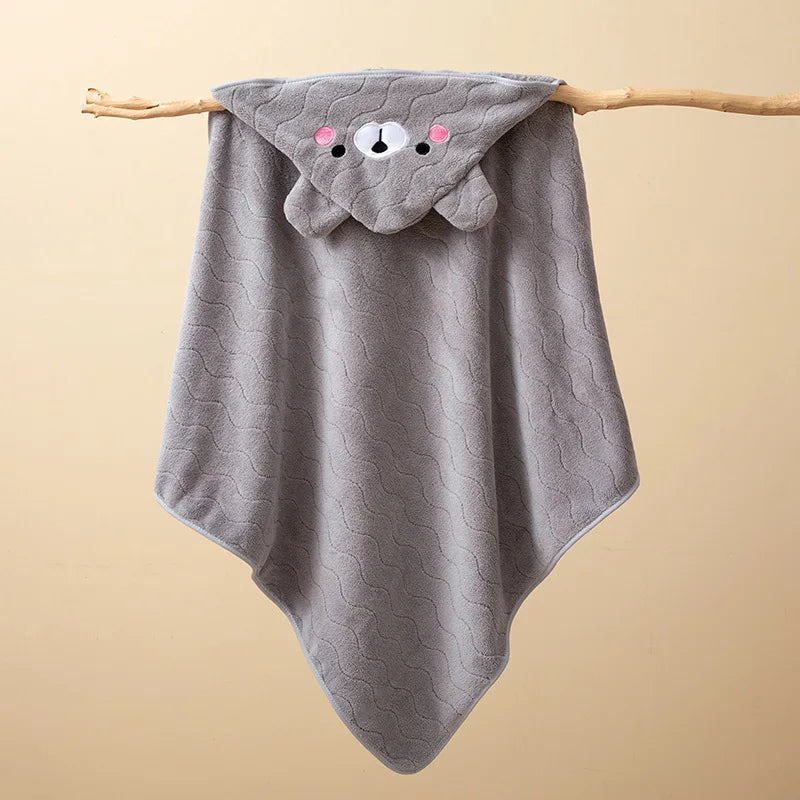 Baby Hooded Bath Towel Coral Fleece Toddler Bathrobe