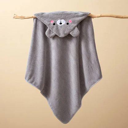 Baby Hooded Bath Towel Coral Fleece Toddler Bathrobe