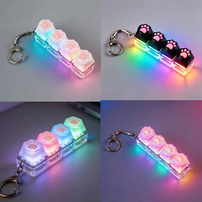 LED Keyboard Keychain Fidget Toy Crystal Clicker Sensory Gadget