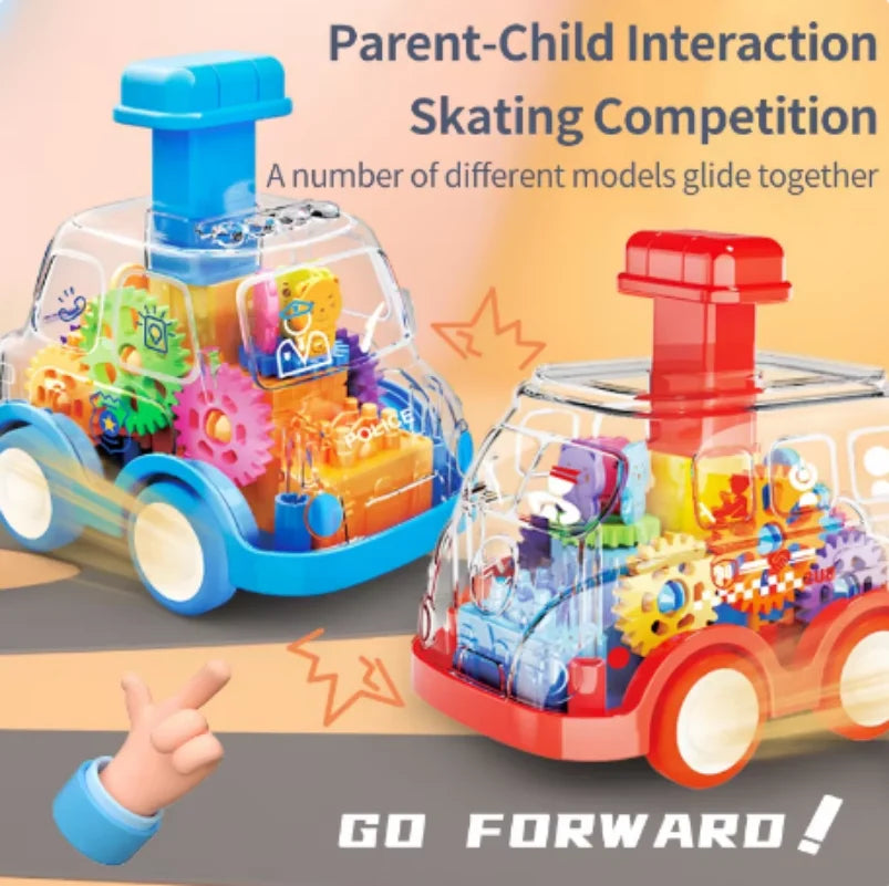 Transparent Gear Car Toy Inertia Push and Go Car for Kids