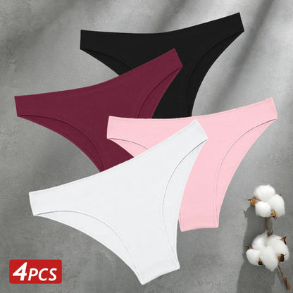 Cotton Seamless Panties 4PCS Women's Low Rise Briefs