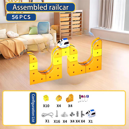 DIY Electric Magnetic Track Set With High-Speed Rail Vehicles STEM Building Game Puzzle Cube Toy for Children Gift(1-100+pieces)