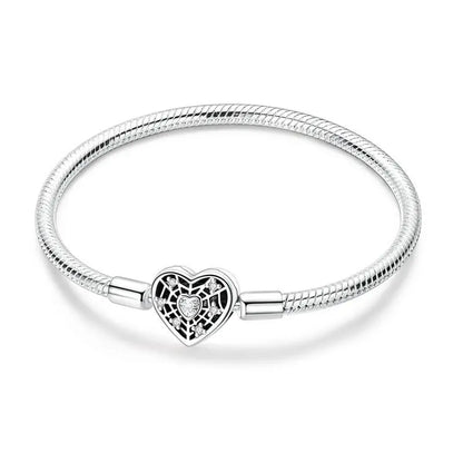 925 Sterling Silver Heart Bracelet with Zircon Accent