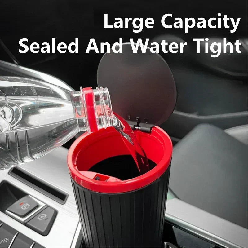 Car Trash Bin – Mini Auto Garbage Can with Lid & Storage Organizer