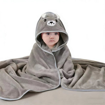 Baby Hooded Bath Towel Coral Fleece Toddler Bathrobe
