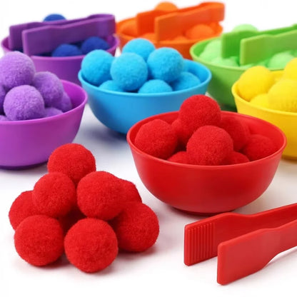 Kids Rainbow Sorting & Counting Toy Set – Color Classification Game with Tweezers
