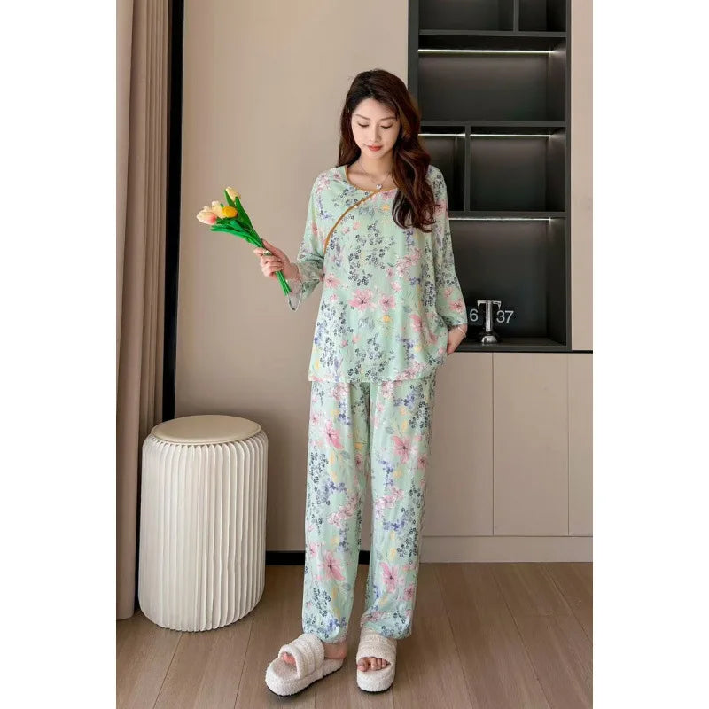 Women's Cotton Sleepwear Set – Summer Two-Piece Pajamas