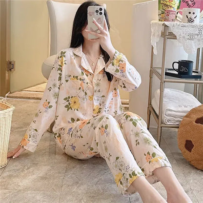 Women's Floral Pajama Set 2 Piece Viscose Long Sleeve Sleepwear