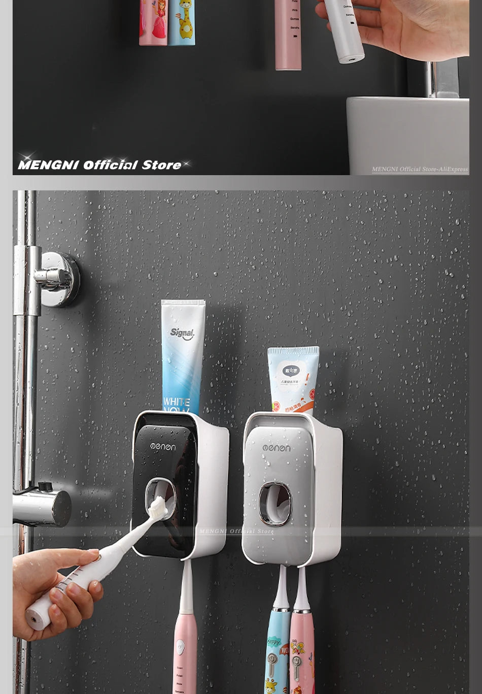 Wall-Mounted Toothpaste Dispenser – Punch-Free Toothbrush Holder