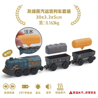 Electric Train Set for Wooden Railway Track Kids Model Toy