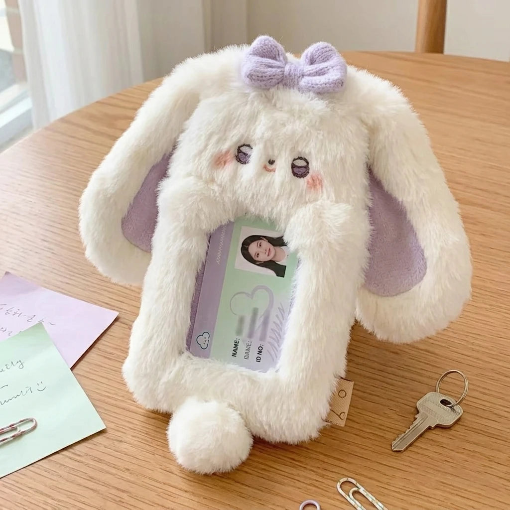 Rabbit Plush Card Holder Cute Bunny Student ID Holder