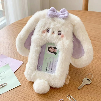 Rabbit Plush Card Holder Cute Bunny Student ID Holder