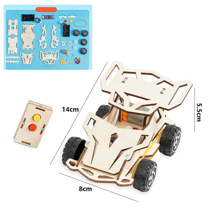 DIY Wooden Remote Control Car STEM Four Wheel Drive Assembly Kit