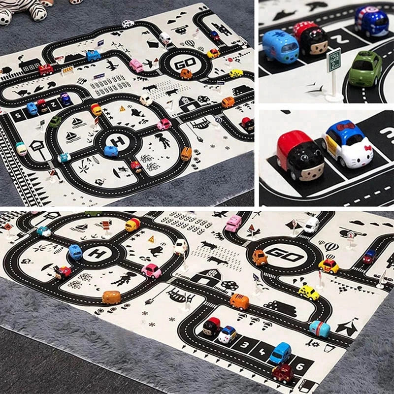City Parking Lot Play Mat for Kids – Road Map Car Track & Educational Toy