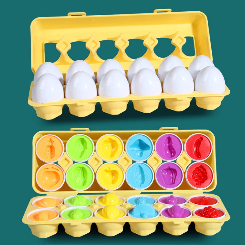 12-Piece Montessori Matching Eggs – Color & Shape Sorter