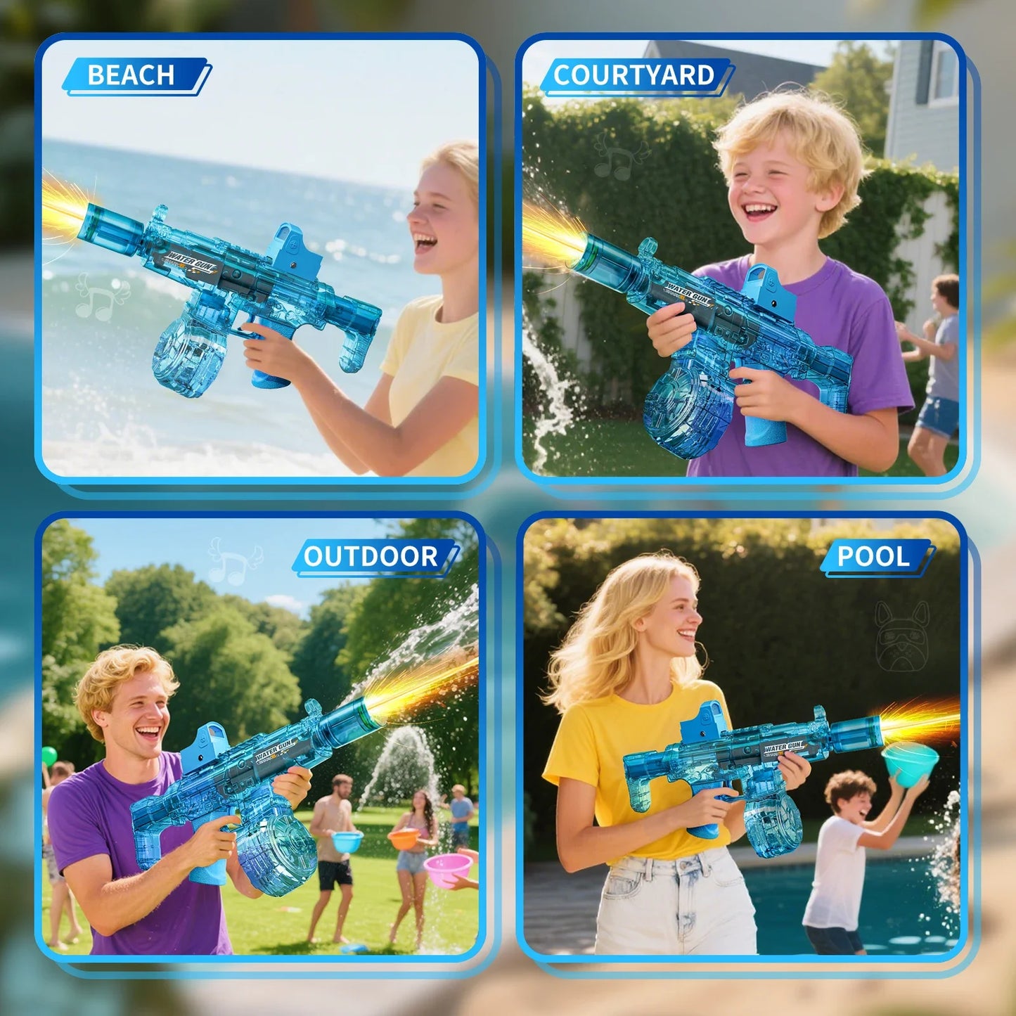 Electric Automatic Water Gun with Lights & Rechargeable Battery