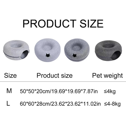 Cat Tunnel Bed Felt Donut Nest for Kittens & Cats