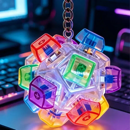 LED Keyboard Keychain Fidget Toy Crystal Clicker Sensory Gadget