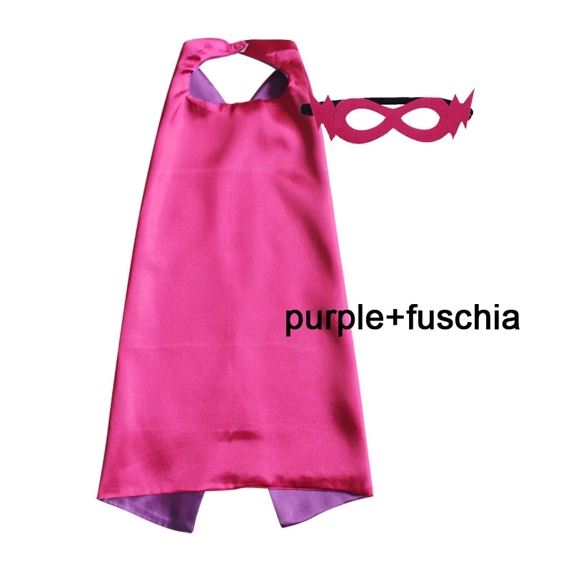 Kids Superhero Cape with Mask Reversible Satin Costume