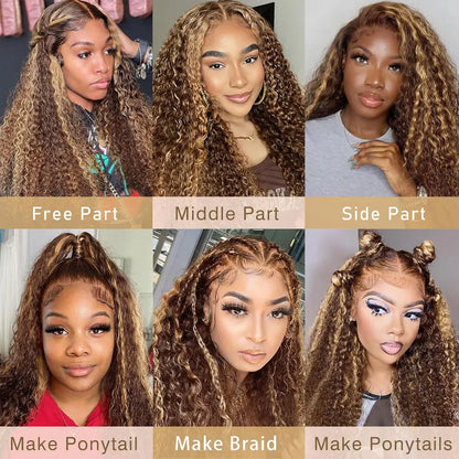 Highlight Deep Wave Wig 13x4 HD Lace Front Human Hair