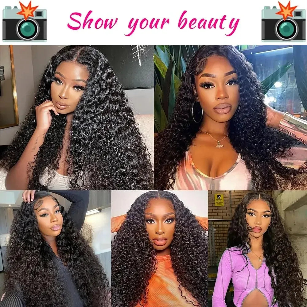 Brazilian Deep Wave Wig 13x6 HD Lace Glue less Human Hair