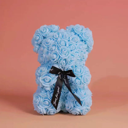 Rose Bear Gift 25cm Artificial Teddy Rose Bear with Box
