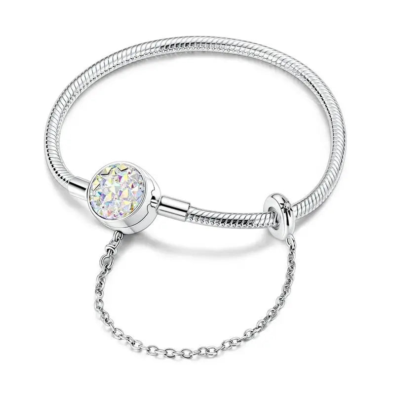 925 Sterling Silver Heart Bracelet with Zircon Accent