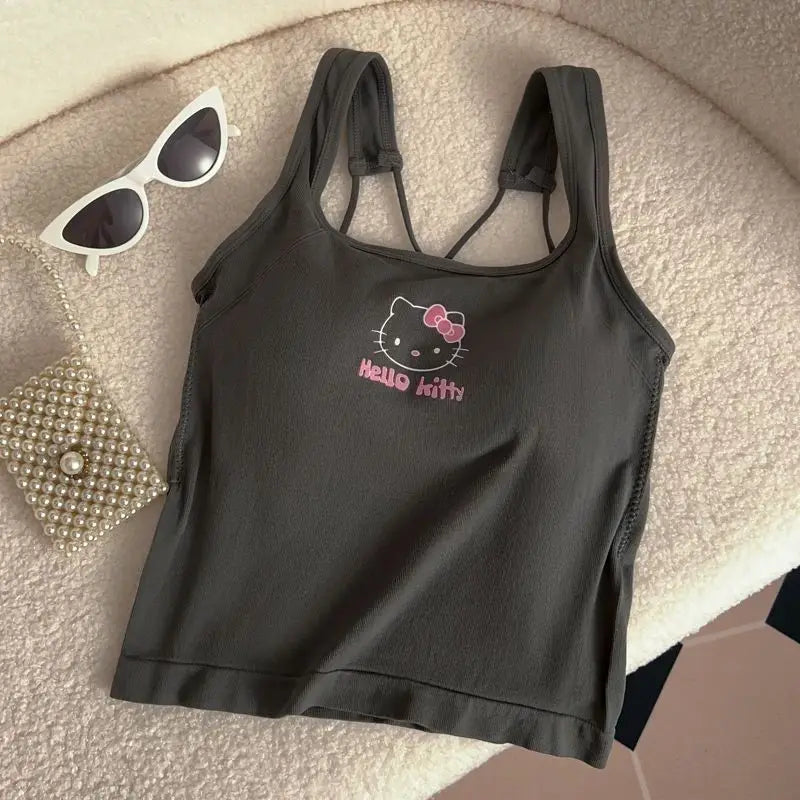 Hello Kitty Printed Tank Top – Cute Summer Cami with Built-In Padding