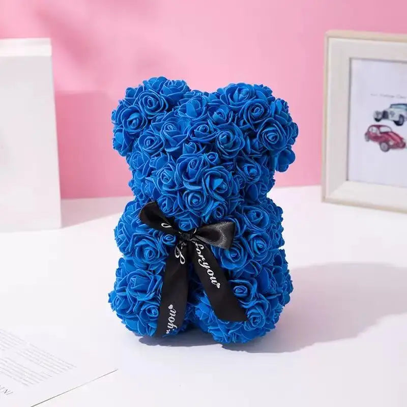 Rose Bear Gift 25cm Artificial Teddy Rose Bear with Box