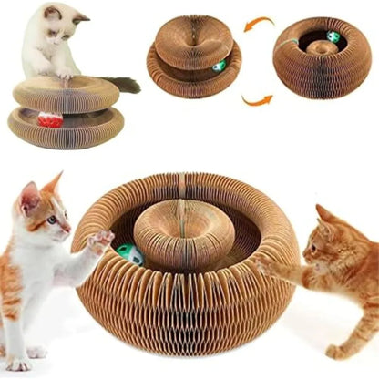 Cat Scratcher Toy – Foldable Accordion Scratch Board with Ball