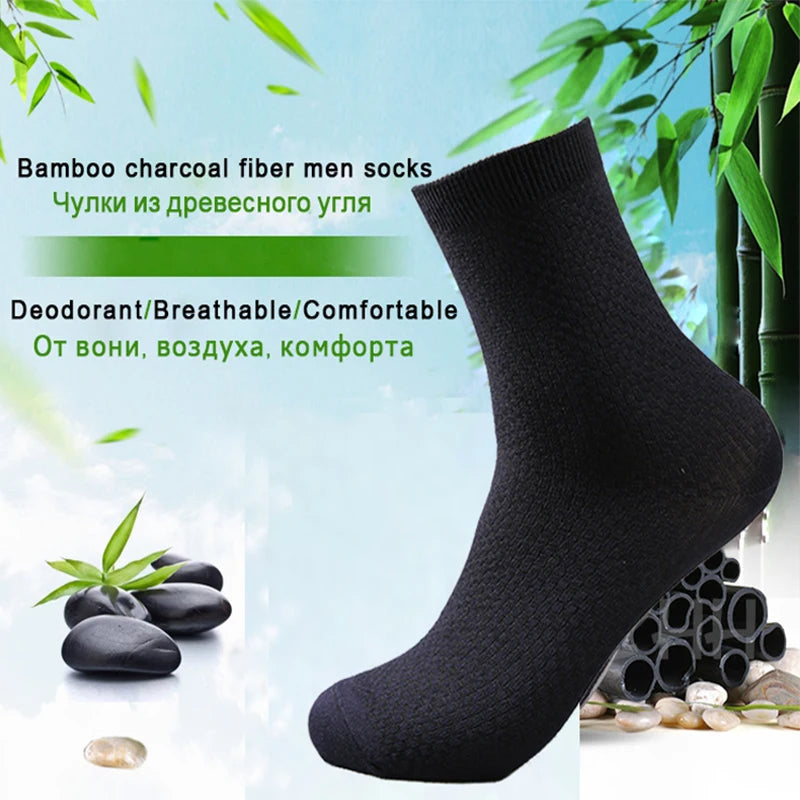 Bamboo Fiber Crew Socks Men's Breathable Business Socks