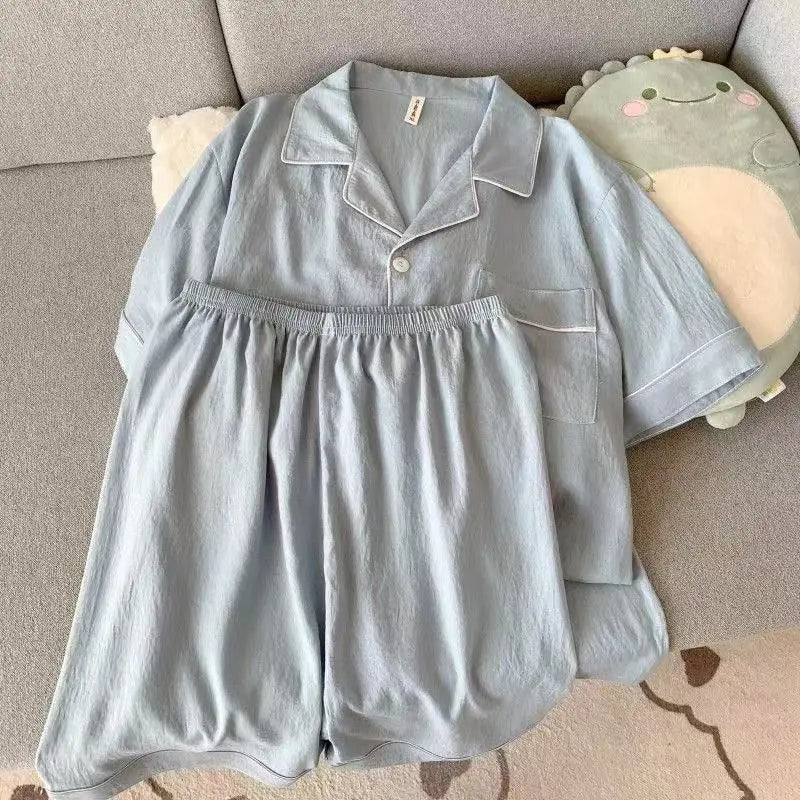 Men's Slim Fit Pajama Set Short Sleeve Summer Loungewear