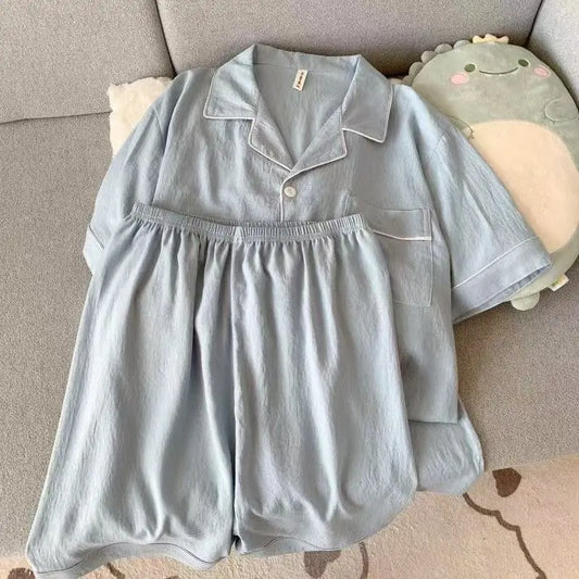 Men's Slim Fit Pajama Set Short Sleeve Summer Loungewear