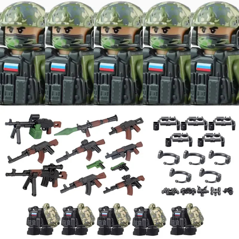 Military Soldier Building Blocks Mini Figure Set with Accessories