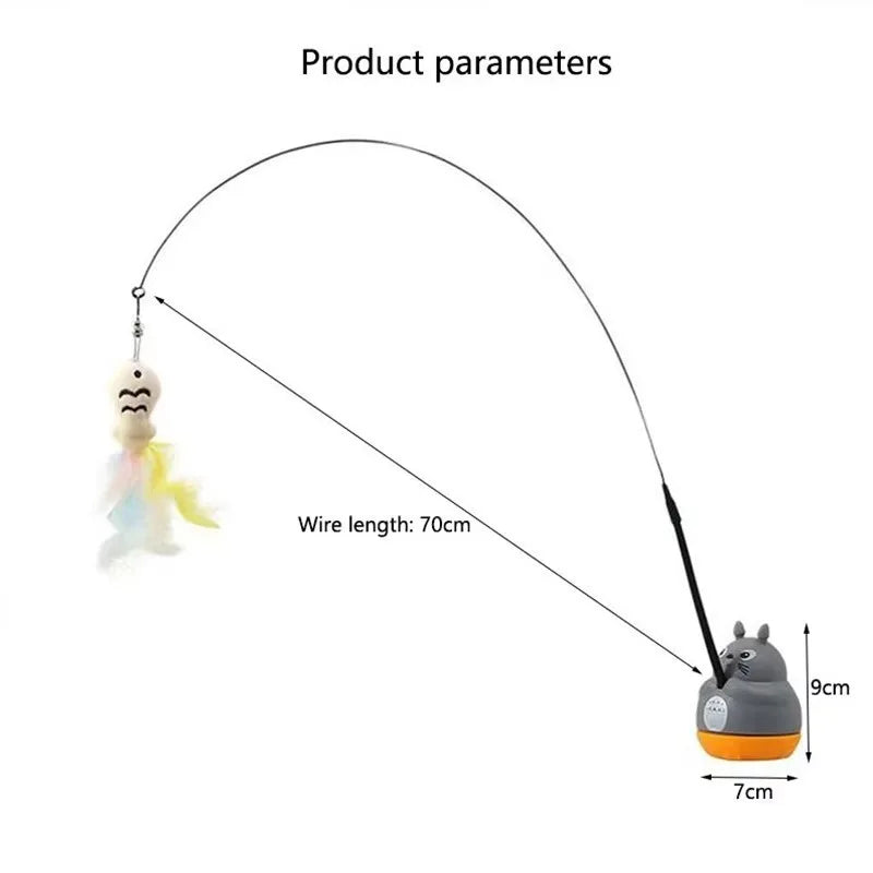 Cat Teaser Wand with Bell & Feather – Interactive Toy