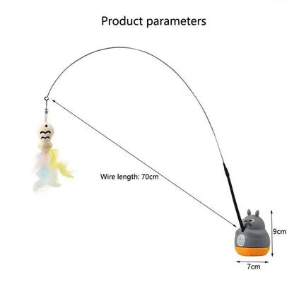 Cat Teaser Wand with Bell & Feather – Interactive Toy