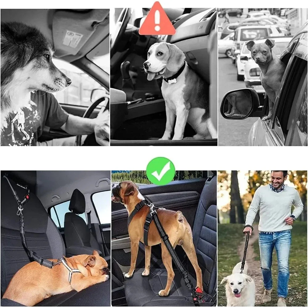Dog Seat Belt – Adjustable Reflective Pet Car Safety Restraint