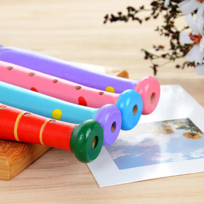 Wooden Flute for Kids, Colorful Beginner Instrument