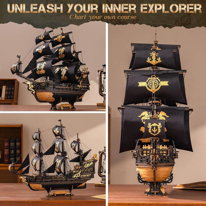 Wooden Sailing Ship Model Kit 3D Seahorse Barque Puzzle