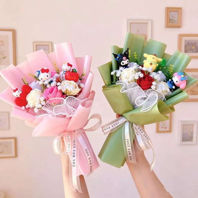 Hello Kitty Kulomi Melody With Artificial Flower Creative Bouquet