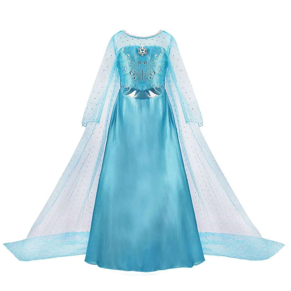 Girls Princess Dress Elsa Anna Kids Cosplay Costume