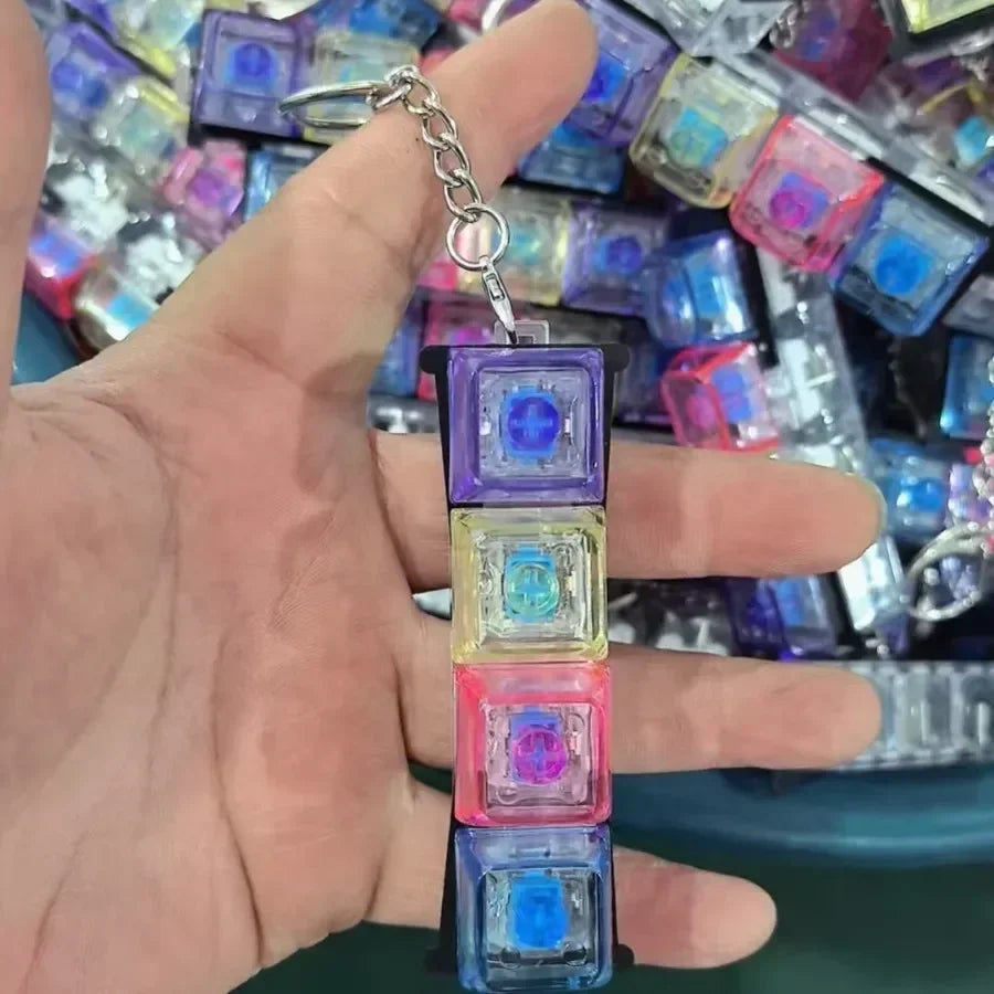 LED Keyboard Keychain Fidget Toy Crystal Clicker Sensory Gadget