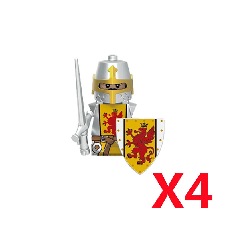 Medieval Castle Building Blocks Wolf Warrior Crusader Knight Figures Set