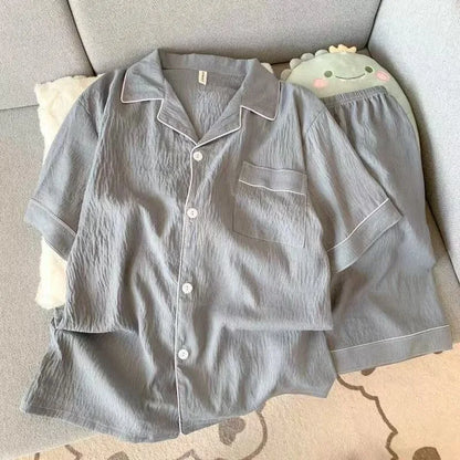 Men's Slim Fit Pajama Set Short Sleeve Summer Loungewear