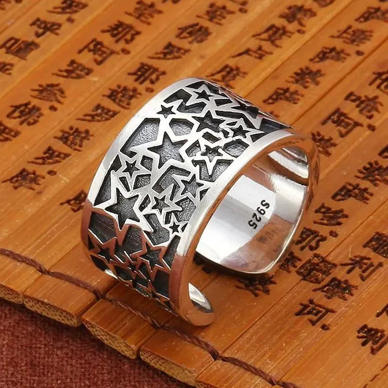 VENTFILLE  925 Sterling Silver Flower Geometry Ring For Women Girl Hollow Out Zircon Grace Wide Jewelry Gift Dropshipping